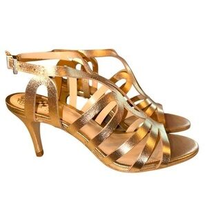 HOST PICK 💕 New Vince Camuto Strappy Heeled Peyson Gold Leaf Metallic Nappa